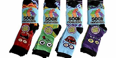 FASHION REVIEW [Sock Monsters, UK 12-3] NEW 12 PAIR MULTIPACK KIDS BOYS CHILDRENS VARIOUSLY PATTERNED NOVELTY SOCKS